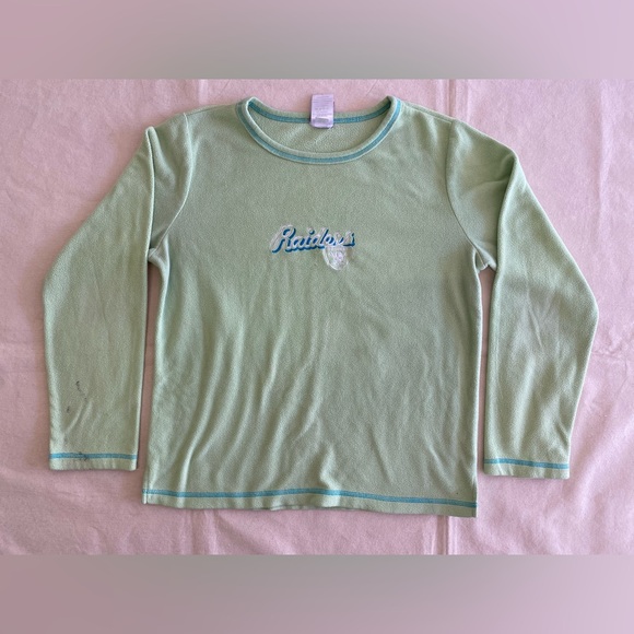 Nfl Apparel Sweaters - NFL for Her Raiders Lime Green Long Sleeve Fleece Sweater Embroidered Logo Large